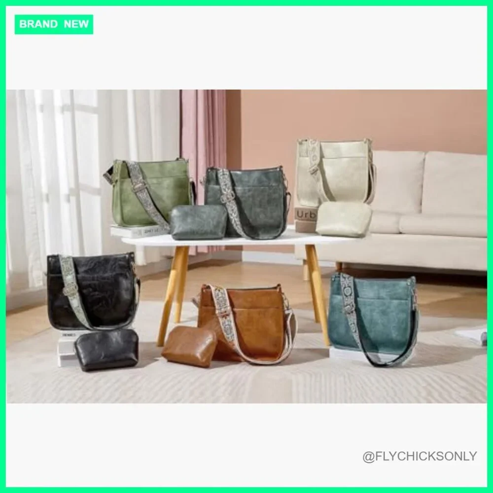 Vegan Leather Hobo Handbag with Adjustable Crossbody Strap
